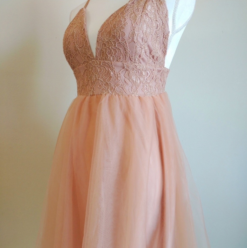 🆕Mauve/Blush Lace Tulle Dress - Picture 7 of 8